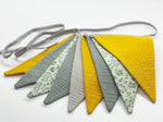 Yellow, green bunting flags