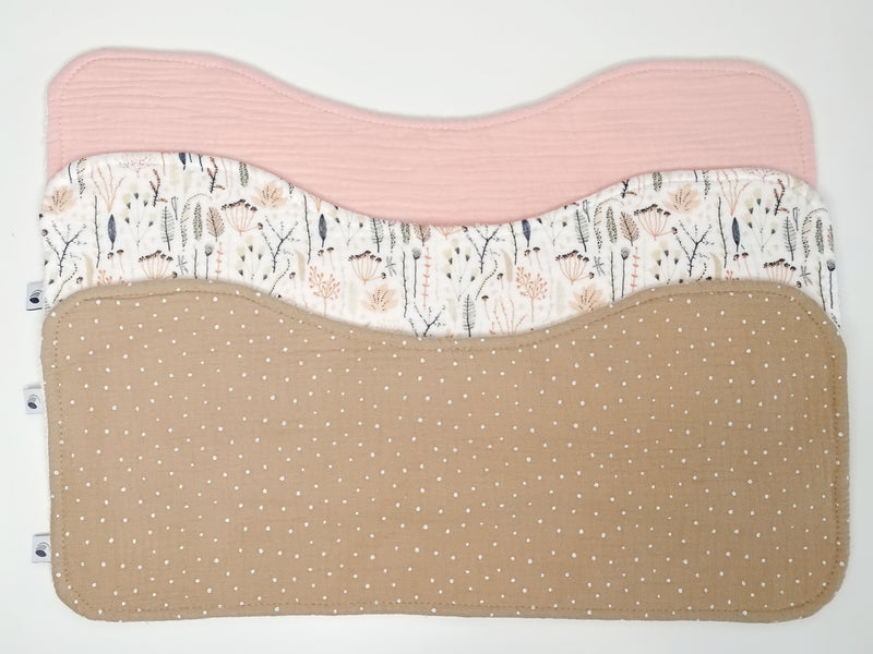 Soft pink meadow SET OF 3 burp rags
