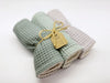 Old green waffle SET OF 3 burp rags